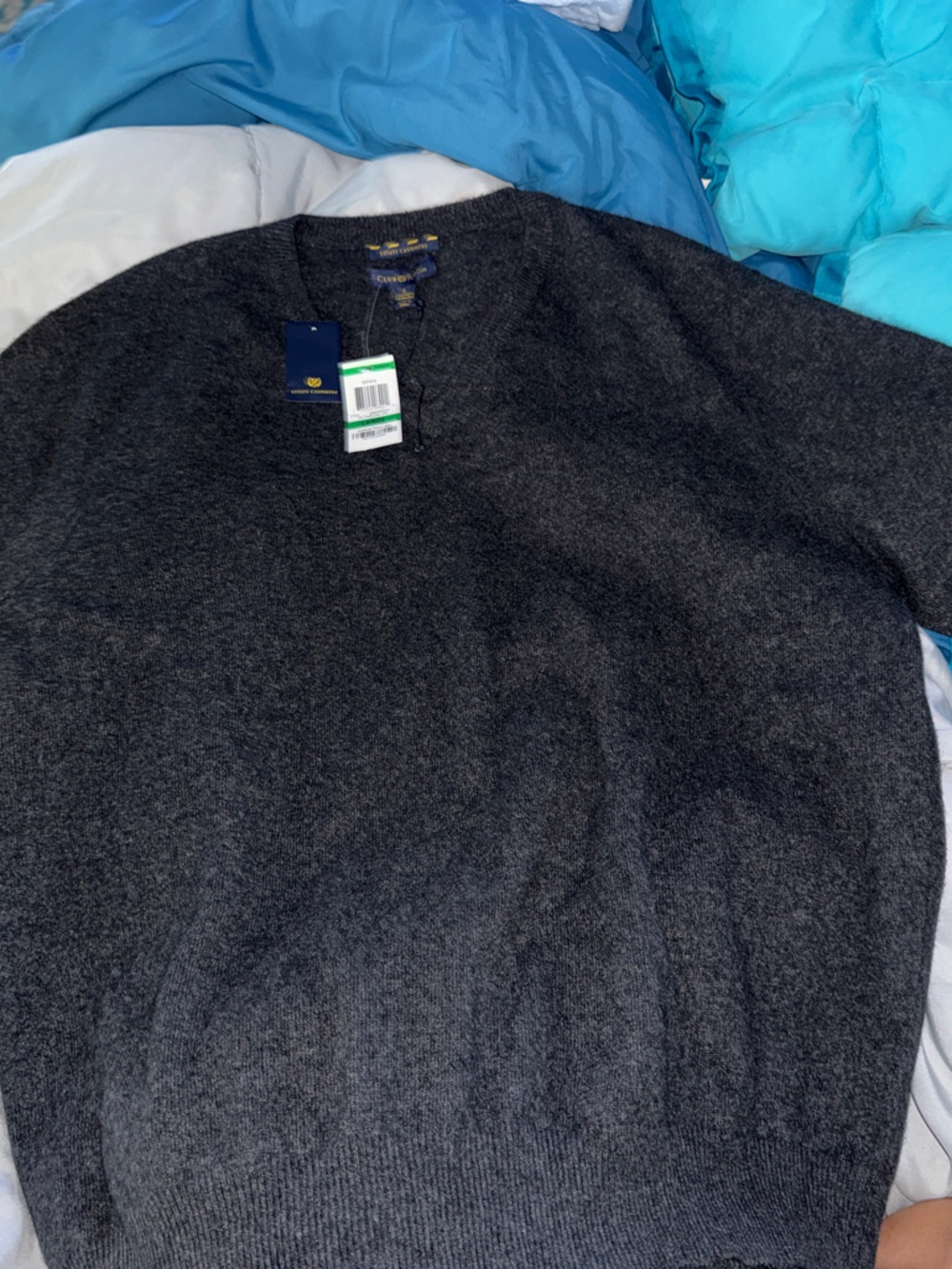 Club Room Charcoal Gray 2 ply cashmere Crewneck Sweater
